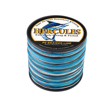 300M 328Yds Blue Camo HERCULES 8 Strands 10lbs-300lbs PE Dyneema braid Fishing Line blue camouflage braid Line HERCULES